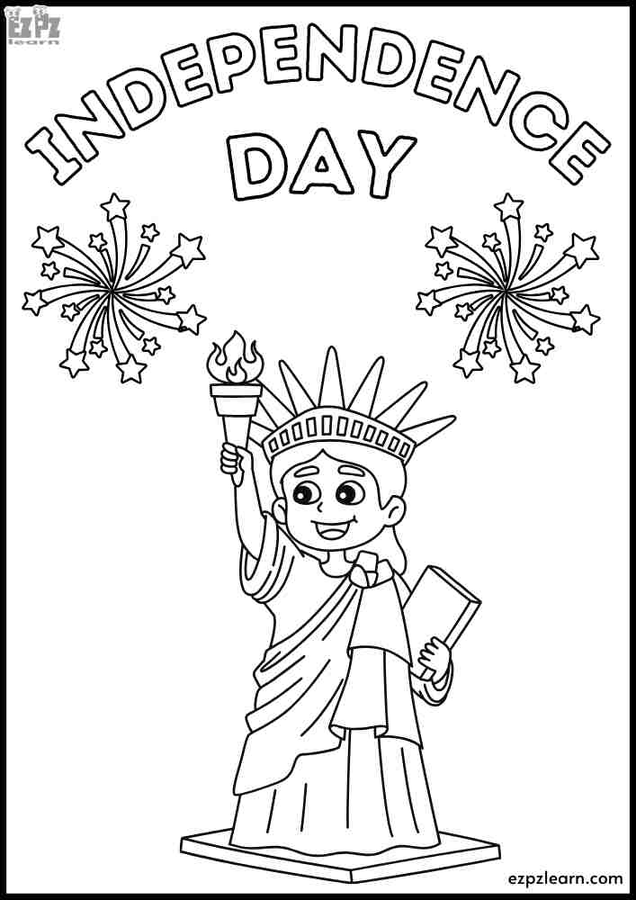Independence Day Statue of Liberty Coloring Page Free PDF